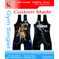 Logotipo impresso em várias cores e camiseta para USA Flag / USA Flag Sublimation Singlet